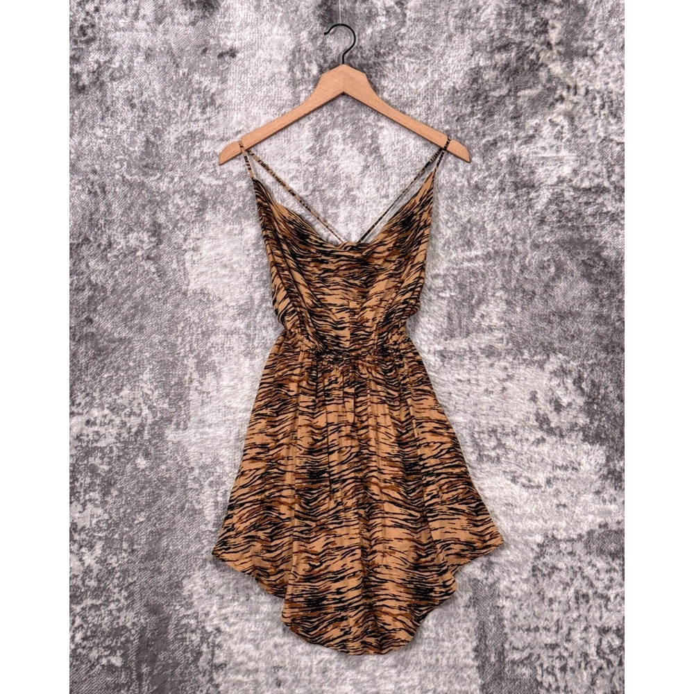 Indah Dress Small Womens Revolve Tiger Stripe Strappy Tie Mini Resort Wear